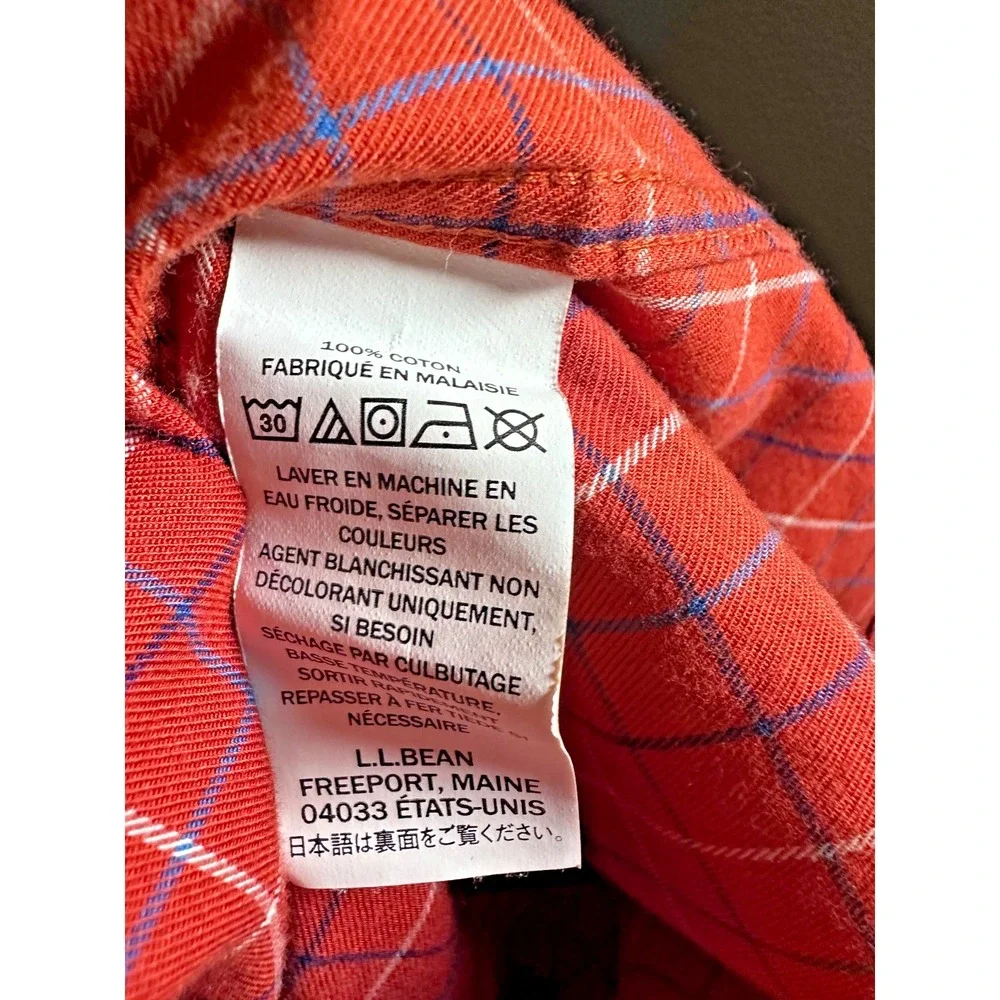 L.L. Bean Red/Maroon Plaid‎ Long-Sleeve Cotton Wrinkle Resistant Shirt Mens L